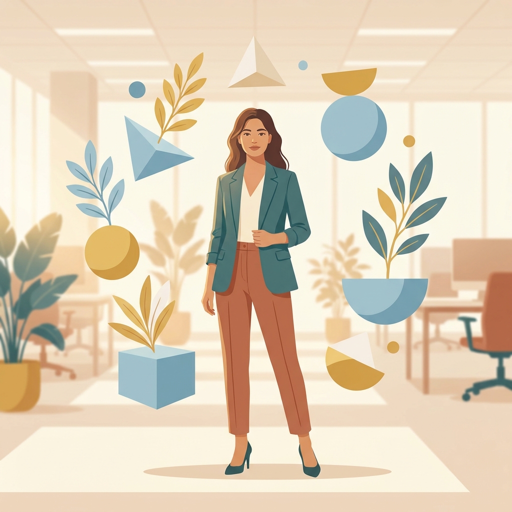 Professional woman in a modern workplace embodying financial wellness and confidence through employee financial wellness programs